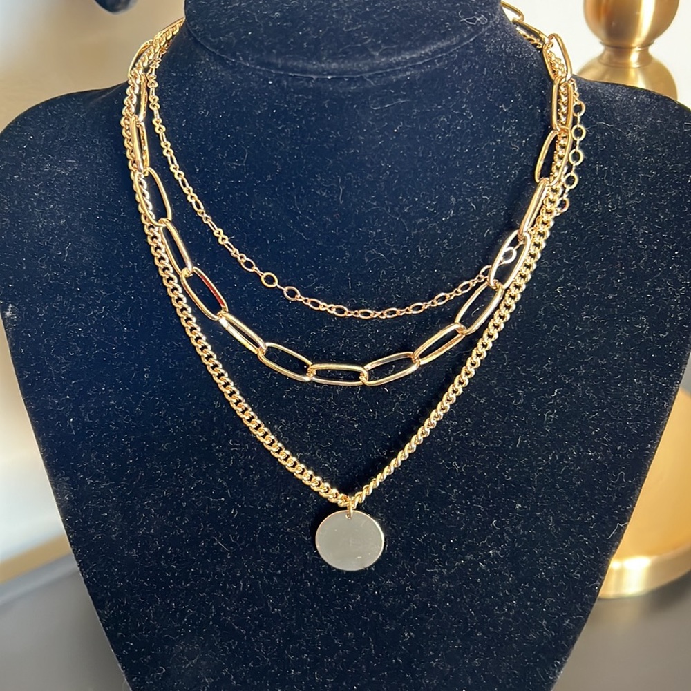 envy brand 3 strand gold tone necklace NWT